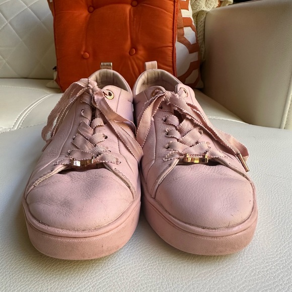 Last chance! Ted Baker Gielli Pink Leather Sneaker Trainers 37/7 - Picture 4 of 7
